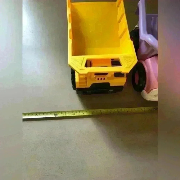 Green Toys Pink and Purple Dump Truck and Yellow Truck - Picture 4 of 5